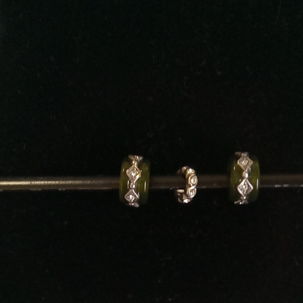 3 Brighton Green And Clear Crystal Beads